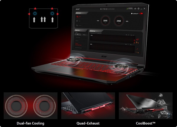 Thiết kế nổi bật của laptop chơi game Acer Nitro 5 AN515-55-53AG